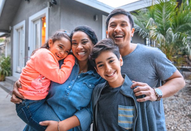 A mother and father with their daughter and son